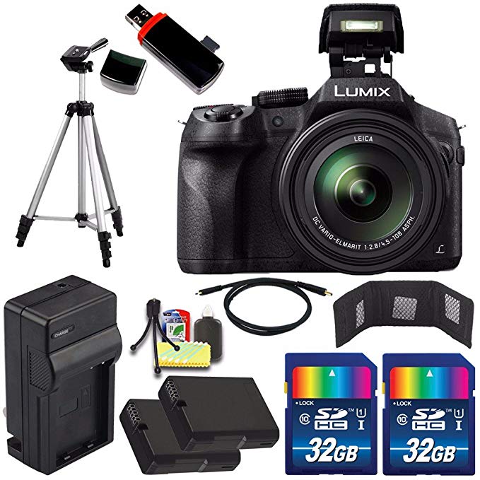 Panasonic Lumix DMC-FZ300 Digital Camera + Extra Battery + Charger + 32GB Card + HDMI Cable + Tripod + USB Card Reader + Deluxe Accessory Kit Bundle