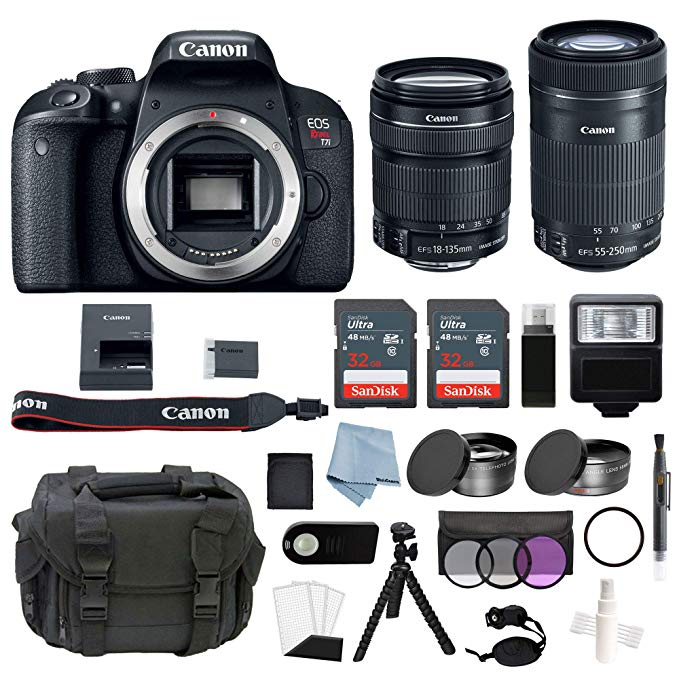 Canon EOS Rebel T7i Bundle With EF-S 18-135mm IS STM & EF-S 55-250mm IS STM Lens + Canon T7i Camera Advanced Accessory Kit - Including EVERYTHING You Need To Get Started