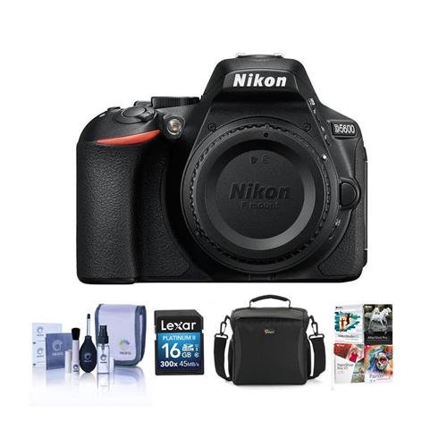 Nikon D5600 Digital SLR Camera Body, Black - Bundle With 16GB SDHC Card, Camera Case, Cleaning Kit, Software Package