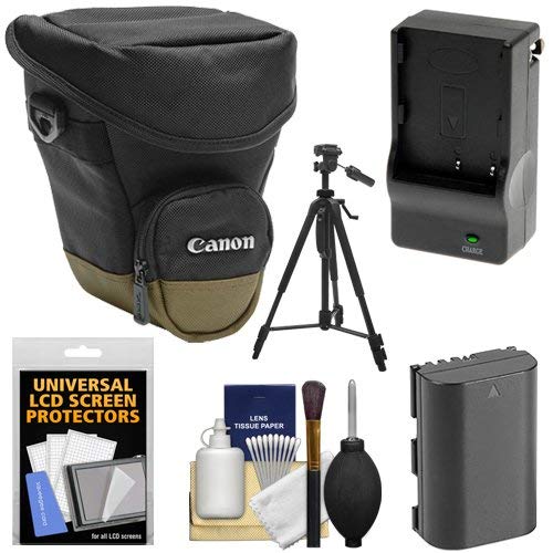 Canon Zoom Pack 1000 Digital SLR Camera Holster Case with LP-E6 Battery & Charger + Tripod + Accessory Kit for EOS 70D, 80D, 5D Mark II III IV, 5DS, 5DS R, 6D, 7D Mark II