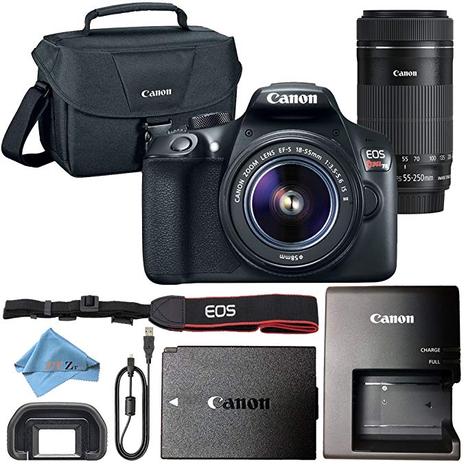 Canon EOS Rebel T6 18MP Digital SLR Camera Retail Packaging Bundle (18-55mm & 55-250mm Premium Bundle)