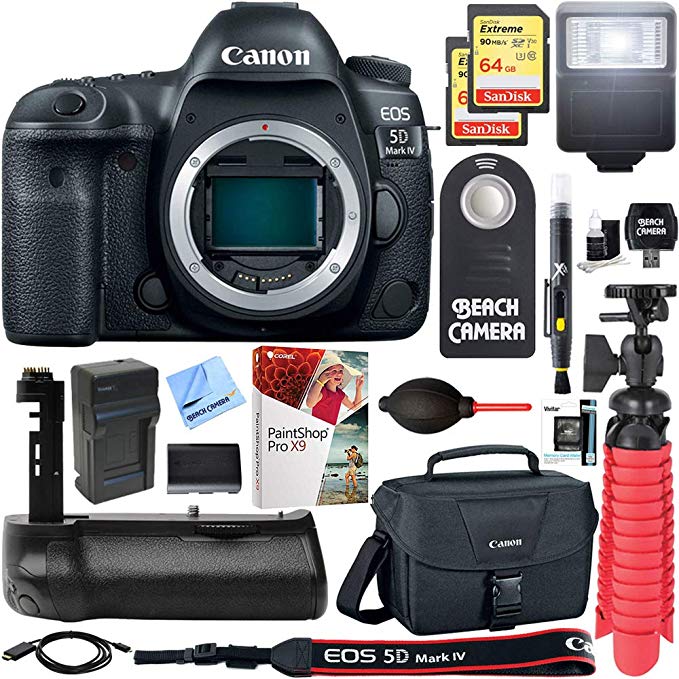 Canon EOS 5D Mark IV 30.4MP Full Frame CMOS DSLR Camera (Body Only) + Deluxe Accessory Bundle