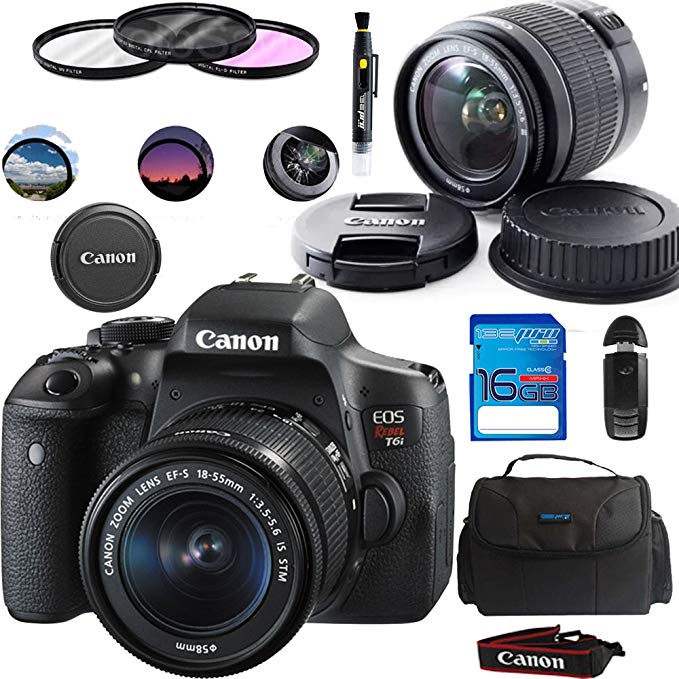 Canon EOS Rebel T6i DSLR Camera with 18-55mm STM Lens + Deal-Expo Essential Accessories Bundle