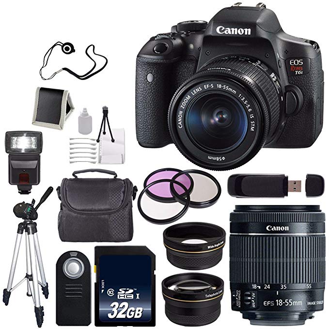 Canon EOS Rebel T6i DSLR Camera EF-S 18-55mm f/3.5-5.6 is STM Lens 0591C003 + 58mm Wide Angle (International Model)