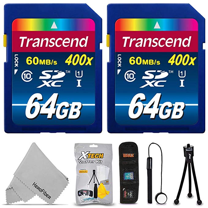 Transcend 128GB High Speed Class 10 SD (45 MB/s, 300x) MEMORY CARD (2 x 64GB Memory Cards) for Nikon D7200, D7100, D7000, D750, D5500, D5300, D5200, D5100, D3300, D3200, D3100, D810, D810A, D800, D800E, D610, D600, D4, D4s, D3, D3X, D3S, D3000, D5000, D300S, D700, D300, D90, D60 DSLR Cameras