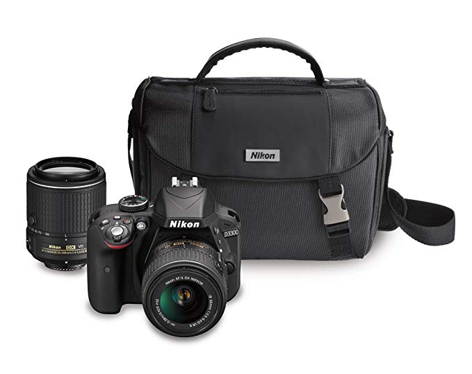 Nikon D3300 DX-format DSLR Kit w/18-55mm DX VR II & 55-200mm DX VR II Zoom Lenses and Case (Black)