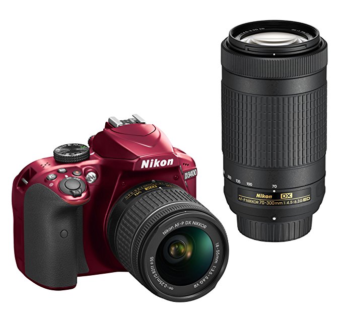 Nikon D3400 w/AF-P DX NIKKOR 18-55mm f/3.5-5.6G VR & AF-P DX NIKKOR 70-300mm f/4.5-6.3G ED (Red)