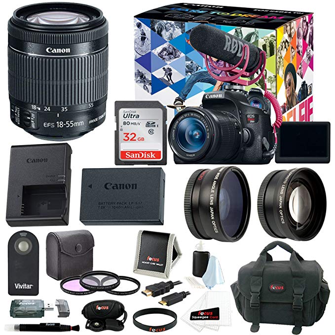 Canon EOS Rebel T6i DSLR Camera with 18-55mm Lens Video Creator Kit and Accessory Bundle