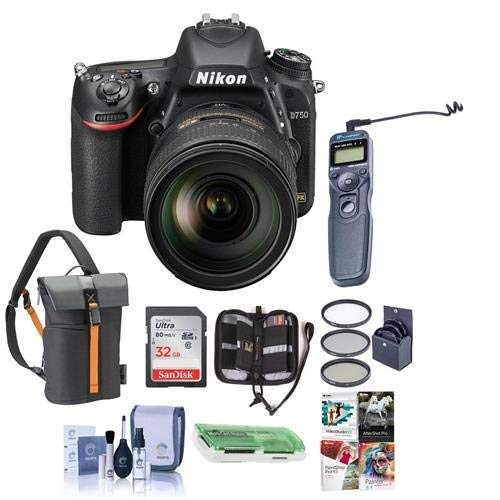 Nikon D750 FX-Format DSLR Camera with AF-S NIKKOR 24-120mm f/4G ED VR Lens - Bundle with 32GB SDHC, Camera Bag, 77mm Filter Kit, Cleaning Kit, Card Reader, Card Case, Remote Shutter Trigger, Software