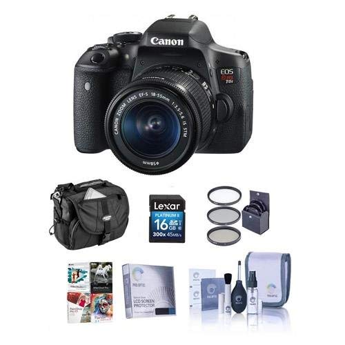 Canon EOS Rebel T6i DSLR Camera with EF-S 18-55mm f/3.5-5.6 IS STM Lens Bundle with Camera Case, 16GB Class 10 SDHC Card, 58mm Filter Kit (UV/CPL/ND2), Screen Protector, Cleaning Kit, Software Package