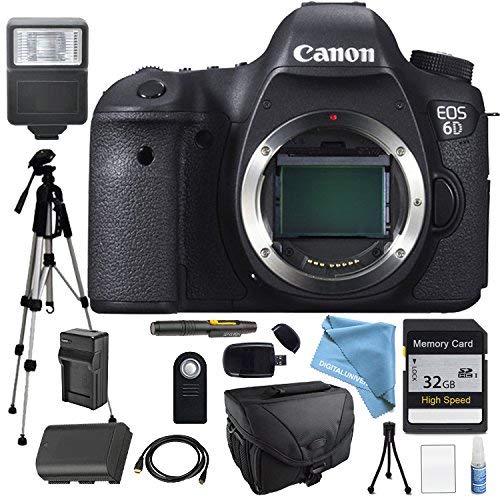 Canon EOS 6D Body Only Platinum package for Professional Photography - Flash, Full Size Pro Tripod, High Speed Memory Card with 1080p Support, Camera Case, Wireless Remote and much more