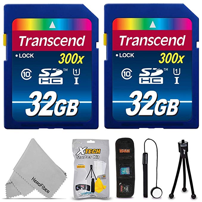 Transcend 64GB High Speed Class 10 Memory Card KIT (2 x 32GB) for Nikon D7200, D7100, D7000, D750, D810, D800, D5500, D5300, D5200, D5100, D3300, D3200, D3100, D610, D600, D3000, D5000 DSLR Cameras