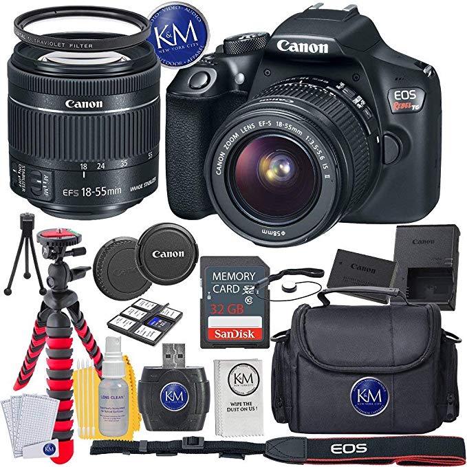 Canon EOS Rebel T6 DSLR Camera with 18-55mm Lens + 32GB Memory + Basic Photo Bundle