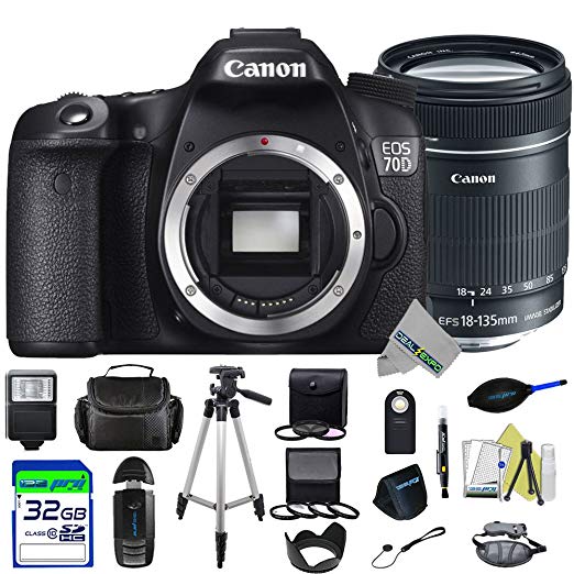 Canon EOS 70D DSLR Camera + Canon EF-S 18-135mm f/3.5-5.6 IS STM Lens + Expo-Advanced Accessories Kit - International Version