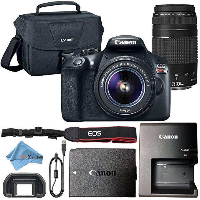 Canon EOS Rebel T6 18MP Digital SLR Camera Retail Packaging Bundle (18-55mm & 75-300mm Premium Bundle)