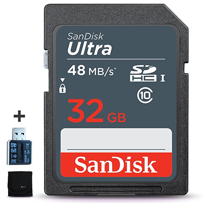 SanDisk 32GB Ultra Class 10 SDHC UHS-I Memory Card + Card Reader for CANON Cameras including Canon Powershot SX730 HS, SX620 HS, SX720 HS, SX710, SX610, G9 X Mark II (32GB SD Memory Card)