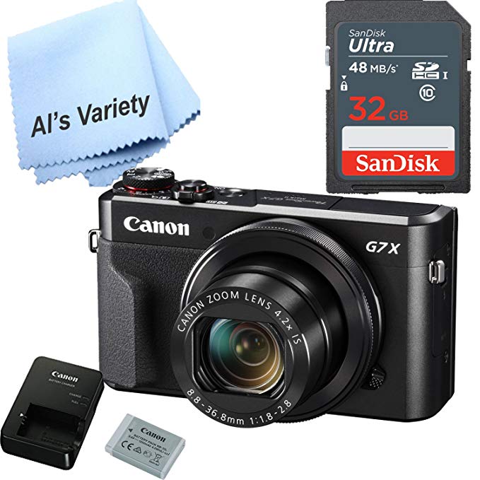 Canon G7X Mark II Digital Camera - Wi-Fi & NFC Enabled (Black) with Free SanDisk Ultra 32GB SDHC Class 10 Card