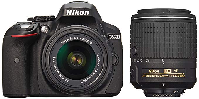 Nikon D5300 24.2 MP CMOS Digital SLR Camera Double Zoom Lens Kit with 18-55mm f/3.5-5.6G ED VR II + 55-200mm f/4.5-5.6G - International Version (No Warranty)