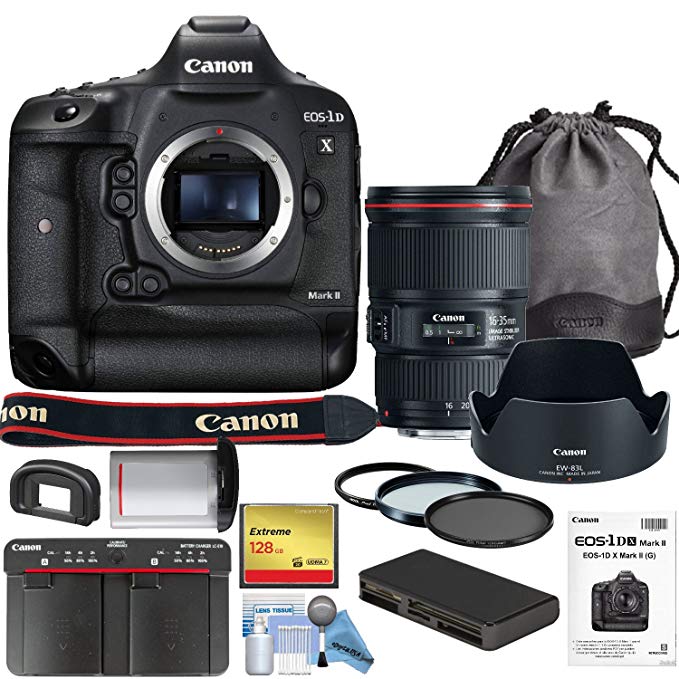 Canon EOS-1D X Mark II DSLR Camera w/Canon EF 16-35mm f/4L IS USM Lens Bundle