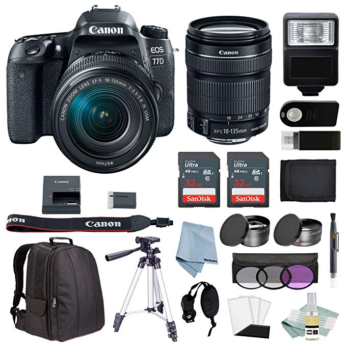 Canon EOS Rebel 77D Bundle With 18-135mm USM Lens + Advanced Accessory Kit - Includes EVERYTHING You Need To Get Started