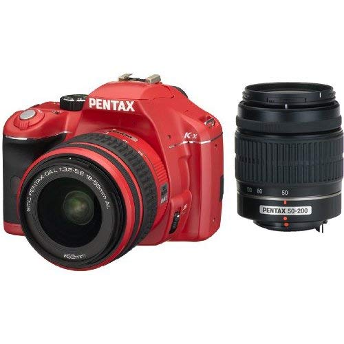 Pentax K-x 16203 Digital SLR Camera with DA L 18-55 and 50-200mm Lenses (Red)