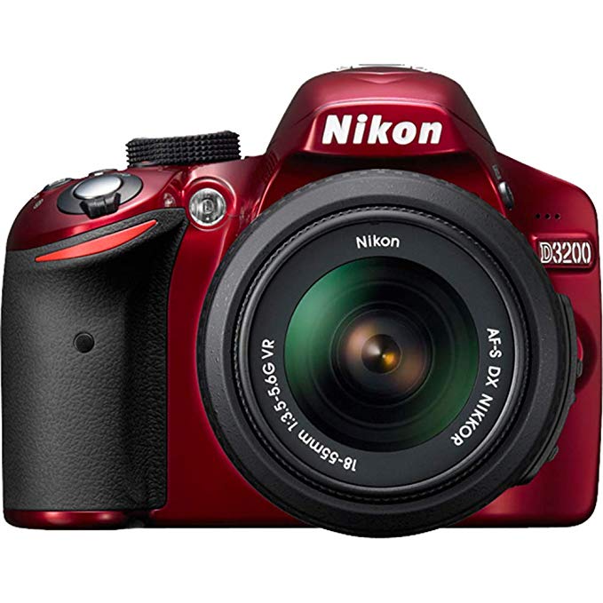 Nikon D3200 Digital SLR Camera & 18-55mm VR Zoom Lens (Red) (Certified Refurbished)