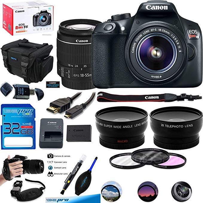 Canon EOS Rebel T6 DSLR Camera w/EF-S 18-55mm f/3.5-5.6 IS II Lens - Deal-Expo Advanced Accessories Bundle