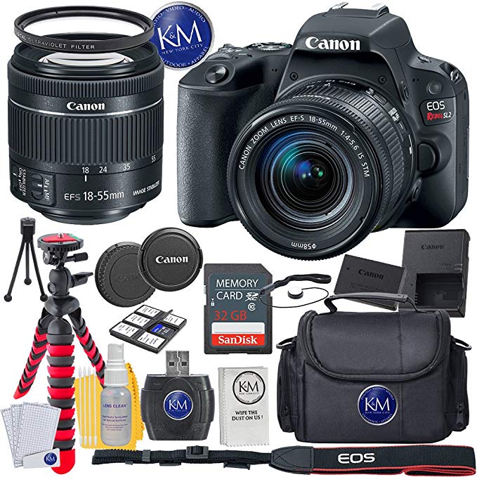Canon EOS Rebel SL2 DSLR Camera w/ 18-55mm Lens + 32GB Card + Basic Photo Accessory Bundle