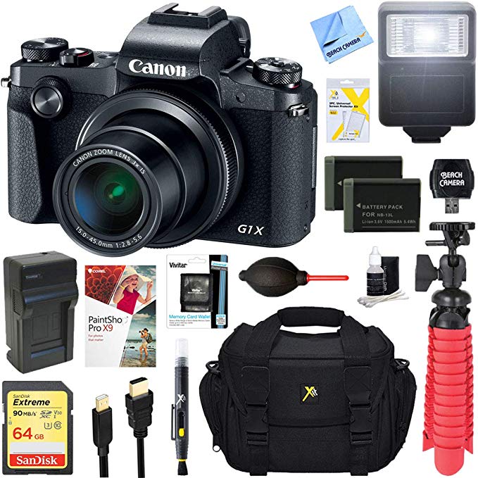 Canon PowerShot G1 X Mark III 24.2MP 3X Zoom Lens Digital Camera (Black) + Dual Battery Accessory Bundle