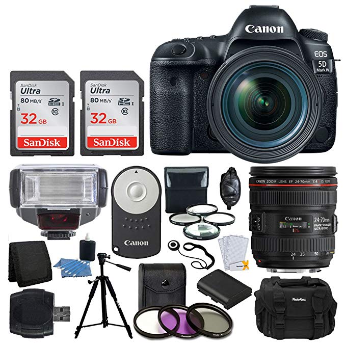 Canon EOS 5D Mark IV DSLR Camera- Professional Accessory Bundle (5D Mark IV 24-70 Kit)