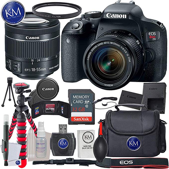 Canon EOS Rebel T7i EF-S 18-55 is STM Kit + 32GB + Essential Photo Bundle