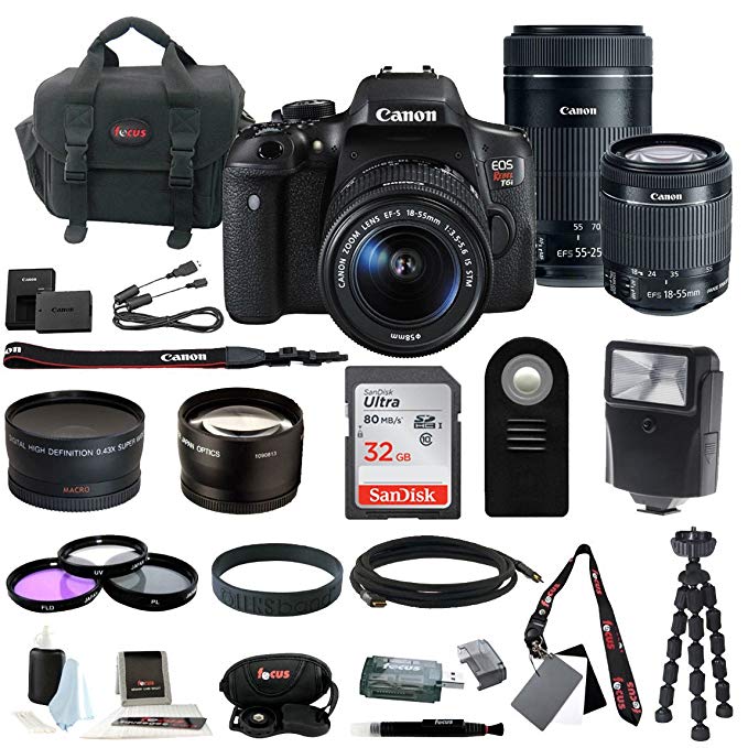 Canon EOS Rebel T6i DSLR with 18-55mm & 55-250mm Lenses and 32GB SDHC Accessory Bundle