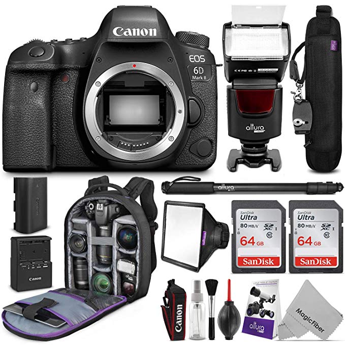 Canon EOS 6D Mark II DSLR Camera Body w/Complete Photo Travel Bundle